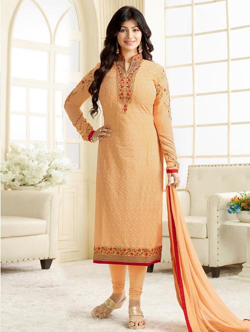 embroidered unstitched churidaar suit - 14225848 - Very Small Image - 1