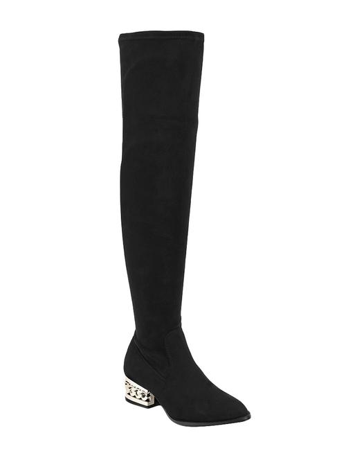 black suede  knee length boot - 14227315 - Very Small Image - 1