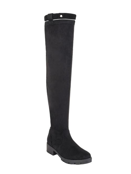 Black Suede Knee Length Boot - 14227320 - Very Small Image - 1