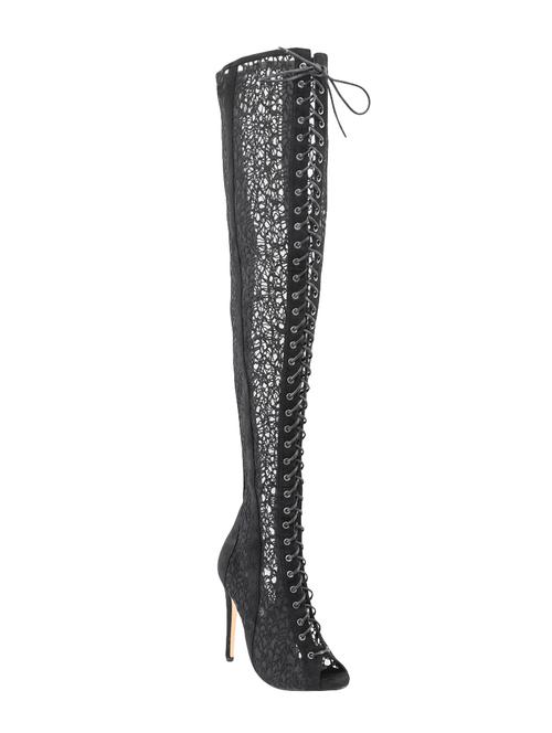 black synthetic knee length boot - 14227325 - Very Small Image - 1