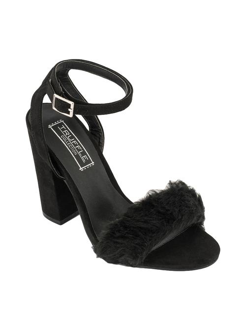 black faux leather ankle strap sandals - 14227344 - Very Small Image - 1