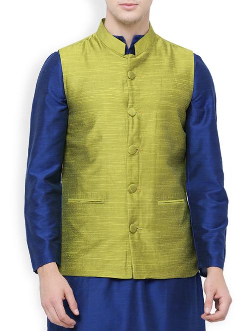 green rayon nehru jacket - 14227627 - Very Small Image - 1