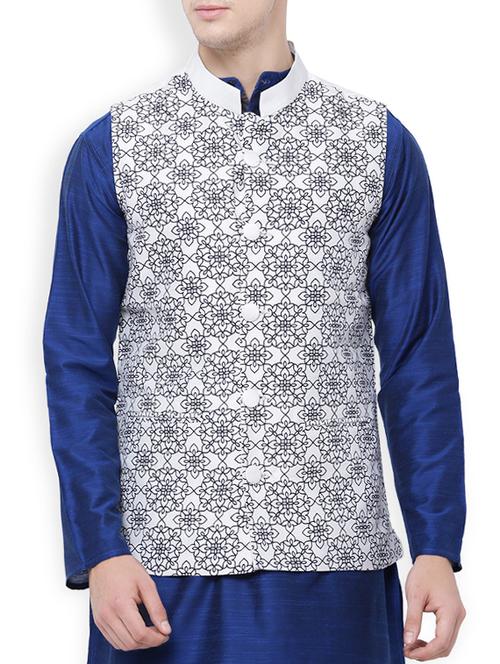 white rayon nehru jacket - 14227635 - Very Small Image - 1