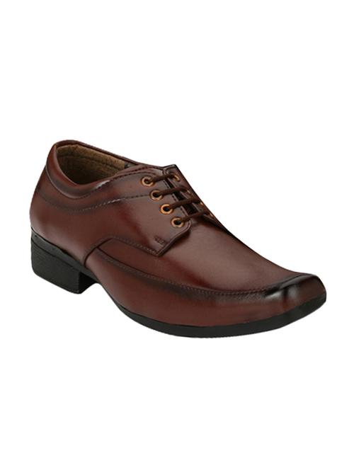 tan Leatherette lace-up derby - 14227947 - Very Small Image - 1