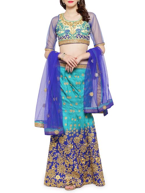 green art silk embroidered lehenga - 14231414 - Very Small Image - 1
