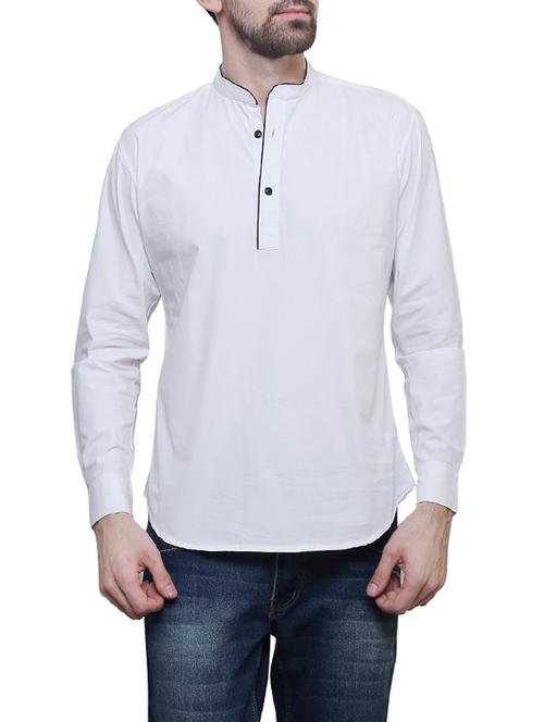 white solid short kurta - 14232793 - Very Small Image - 1