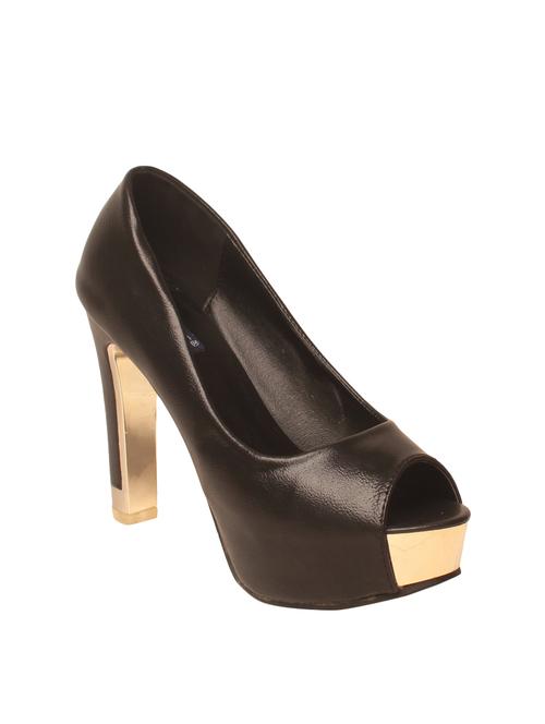 black faux leather platforms sandals - 14234137 - Very Small Image - 1