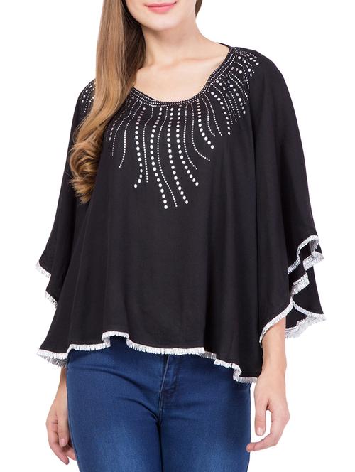 solid black rayon kaftan - 14234194 - Very Small Image - 1