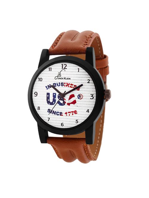 jack klein stylish white dial brown strap analog wrist watch - 14234406 - Very Small Image - 1