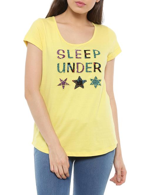 yellow cotton regular tshirt - 14234802 - Very Small Image - 1
