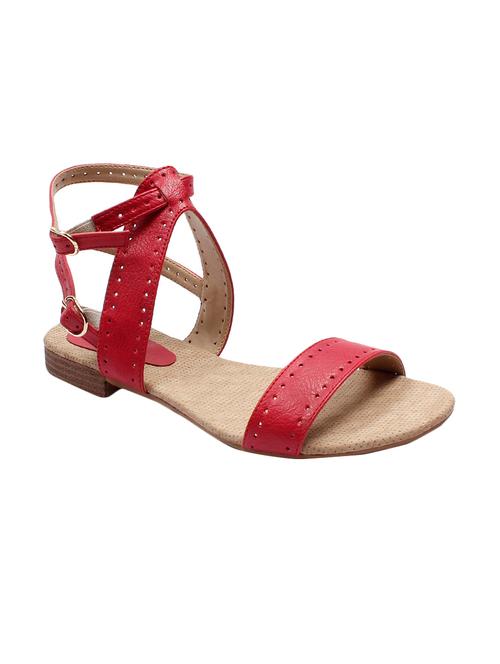 red faux leather back strap sandals - 14235771 - Very Small Image - 1