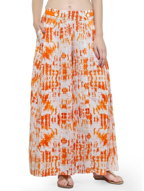 orange printed cotton palazzo - 14236340 - Very Small Image - 1