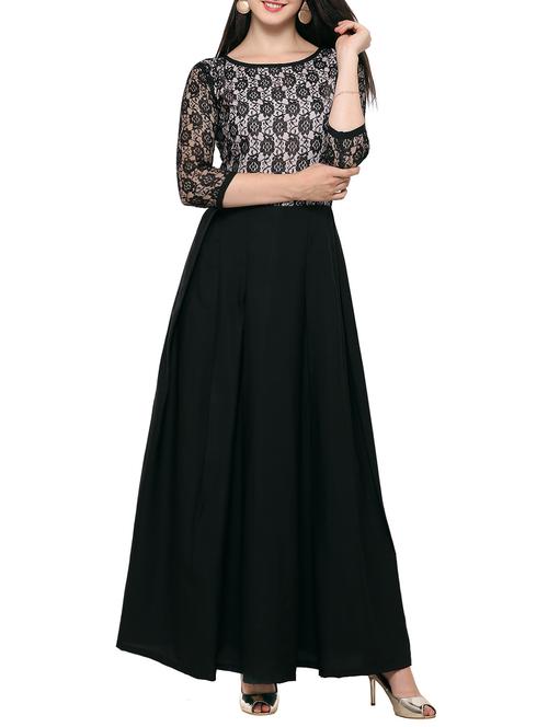 lace sleeved pleated maxi dress - 14236544 - Very Small Image - 1