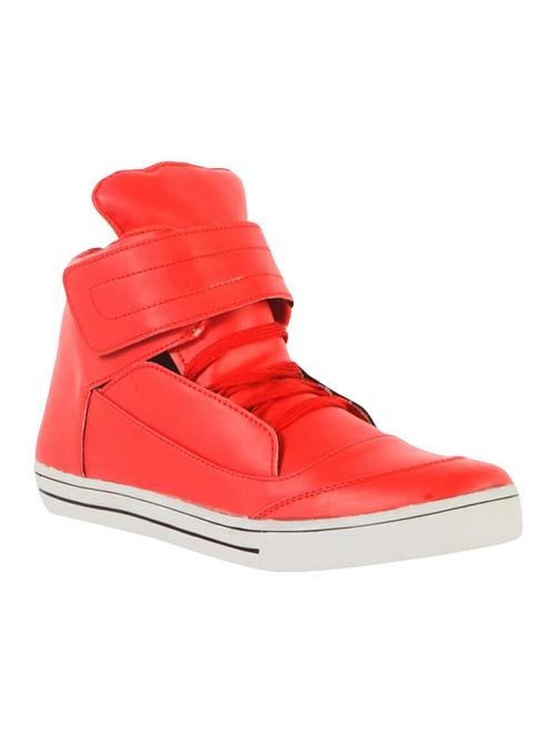 red leatherette lace up sneaker - 14236756 - Very Small Image - 1