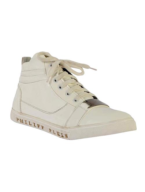 white leatherette lace up sneaker - 14236757 - Very Small Image - 1