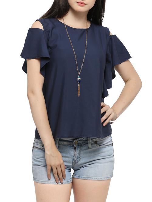 cold shoulder ruffled top - 14237130 - Very Small Image - 1