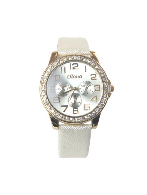 oleva white women's leather watch oplw-14 - 14237698 - Very Small Image - 1