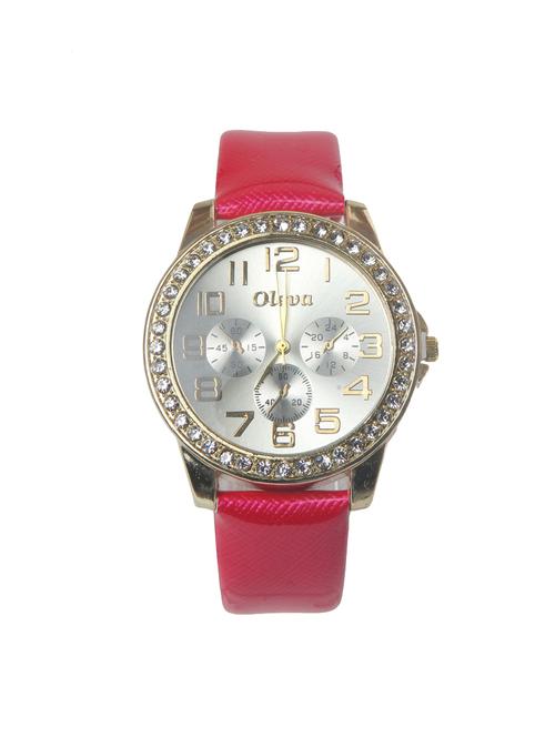 oleva pink women's leather watch oplw-30 - 14237713 - Very Small Image - 1