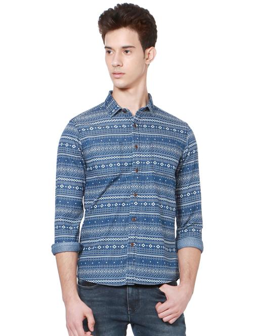 blue cotton casual shirt - 14238061 - Very Small Image - 1