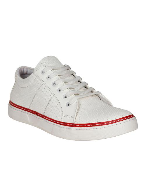 white leatherette lace up sneaker - 14238453 - Very Small Image - 1