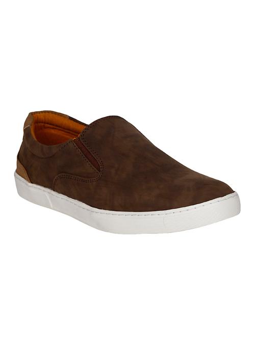 brown leatherette casual slipon - 14238458 - Very Small Image - 1