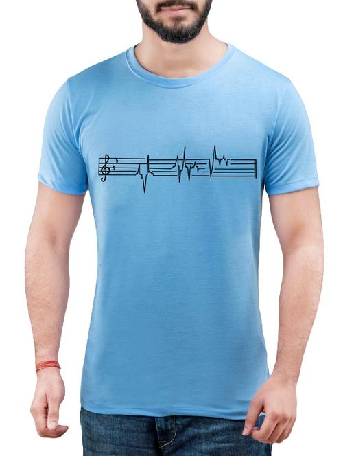 blue cotton chest print  t-shirt - 14241251 - Very Small Image - 1