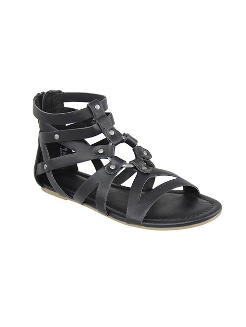 black faux leather gladiators sandals - 14241568 - Very Small Image - 1
