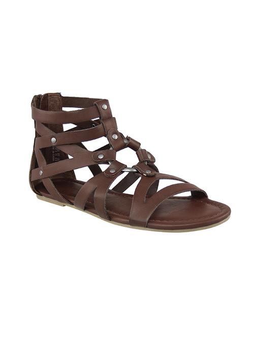 brown faux leather gladiators sandals - 14241569 - Very Small Image - 1
