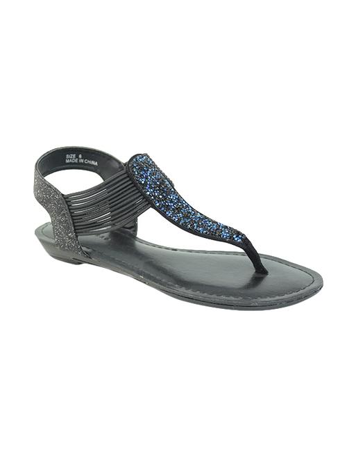 black fabric tstrap sandals - 14241711 - Very Small Image - 1