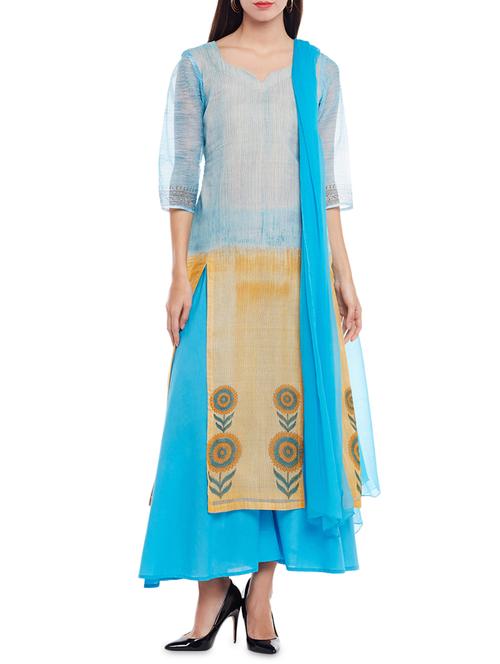 printed unstitched palazzo suit - 14242482 - Very Small Image - 1