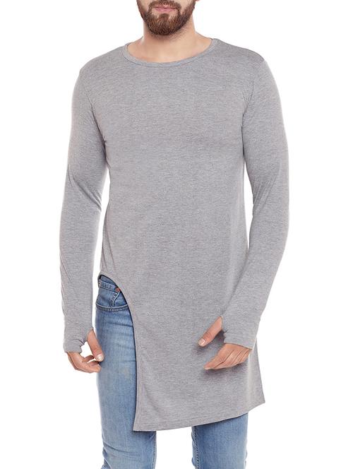grey cotton thumb hole  t-shirt - 14242558 - Very Small Image - 1
