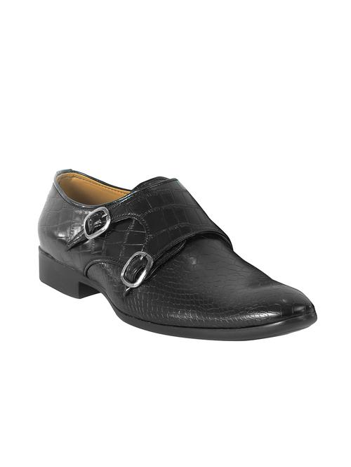 black leatherette slip on monk strap - 14242675 - Very Small Image - 1