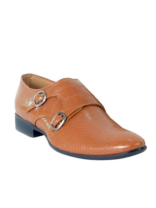 tan leatherette slip on monk strap - 14242676 - Very Small Image - 1