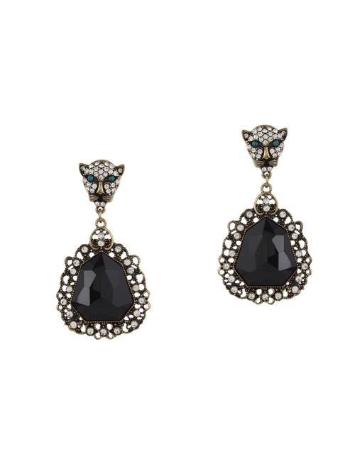 black metal drop earrings - 14248669 - Very Small Image - 1