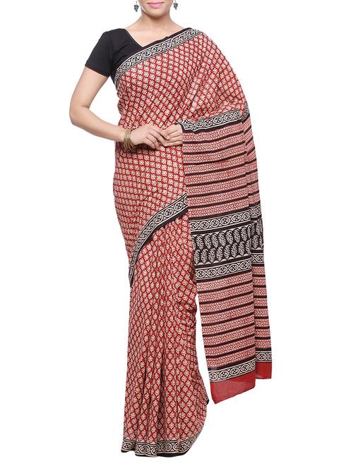 women's printed red colored saree - 14251960 - Very Small Image - 1
