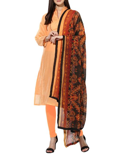 peach cotton blend semi-stitched suit - 14252215 - Very Small Image - 1