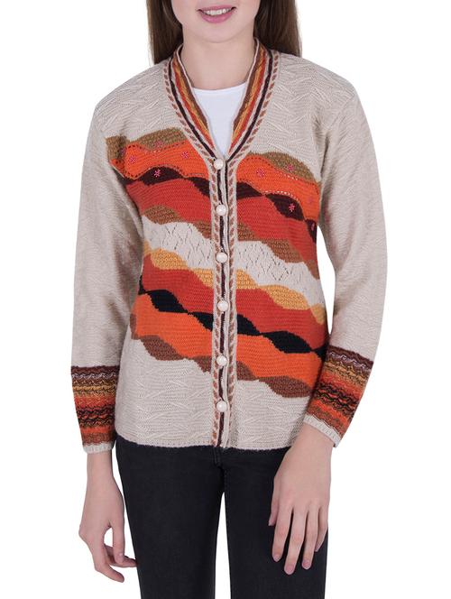 beige woollen cardigan - 14253591 - Very Small Image - 1