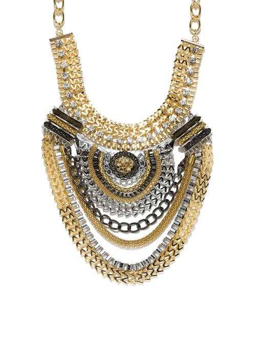 gold metal heavy statement necklace - 14254967 - Very Small Image - 1