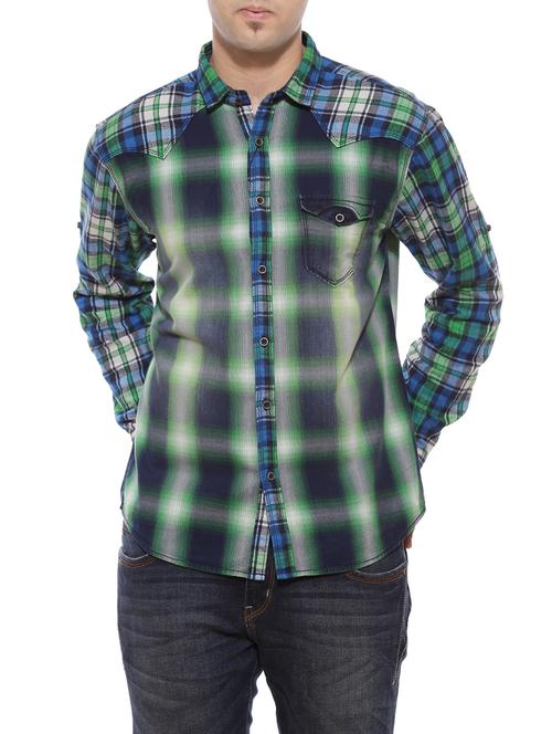 blue cotton casual shirt - 14257591 - Very Small Image - 1