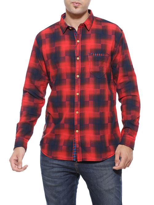 red cotton casual shirt - 14257597 - Very Small Image - 1