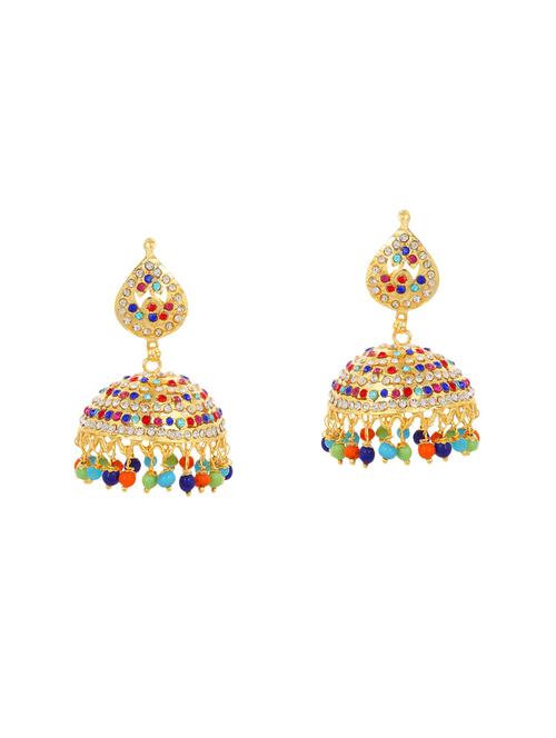 multi colored brass jhumka earring - 14259452 - Very Small Image - 1