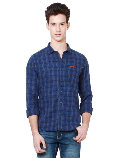 blue cotton casual shirt - 14259863 - Very Small Image - 1