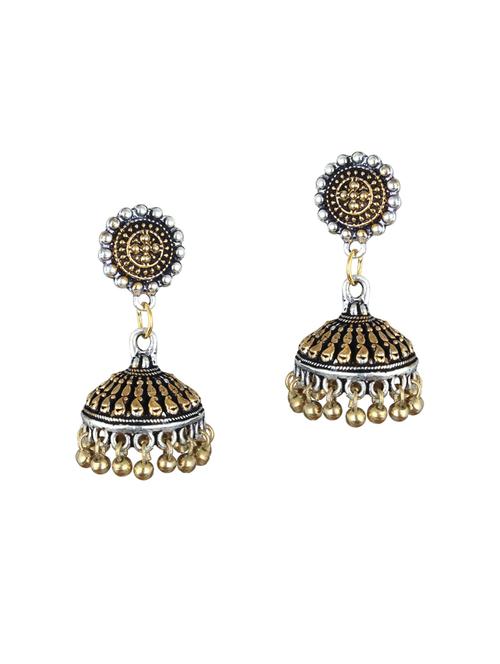 silver brass jhumka earrings - 14260081 - Very Small Image - 1