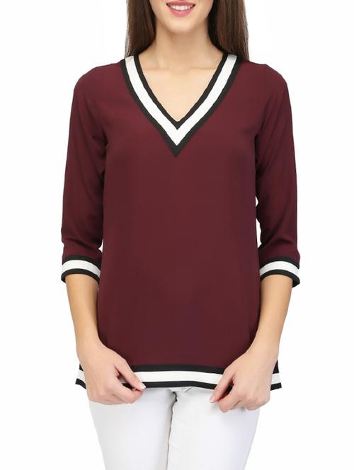 women's straight v neck top - 14260857 - Very Small Image - 1