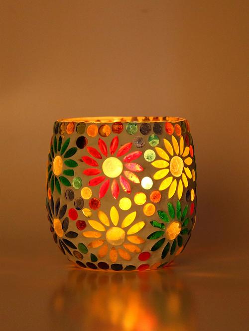 new design candle votive decorated with colorful chips & beads(set of 2) - 14261441 - Very Small Image - 1