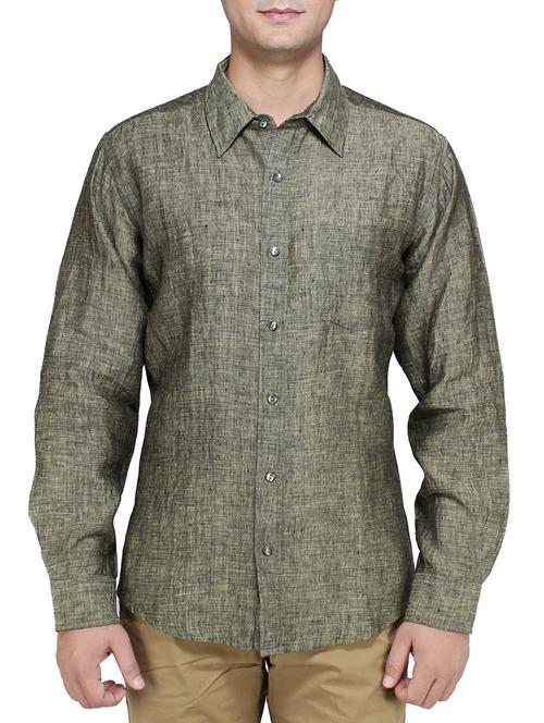 green linen casual shirt - 14262575 - Very Small Image - 1