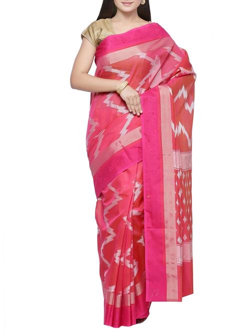 chevron motif woven saree with blouse - 14262933 - Very Small Image - 1