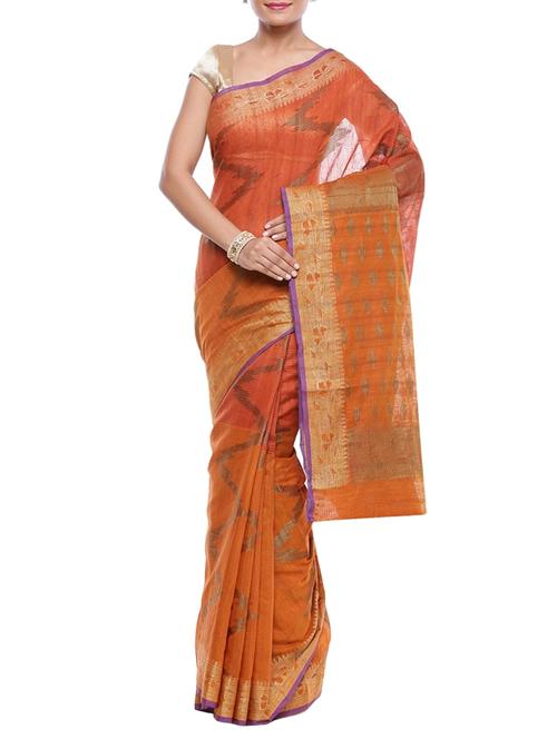 chevron motif woven saree with blouse - 14262959 - Very Small Image - 1