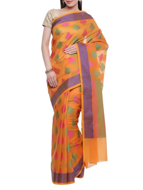 contrast motif woven saree with blouse - 14263092 - Very Small Image - 1