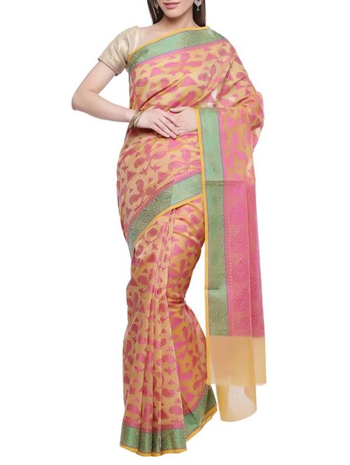 paisley motif woven saree with blouse - 14263093 - Very Small Image - 1